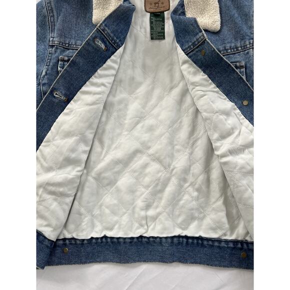 Vintage 90s Ralph Lauren Denim Sherpa Trucker Jacket Women’s Size Petite Medium - Picture 10 of 13